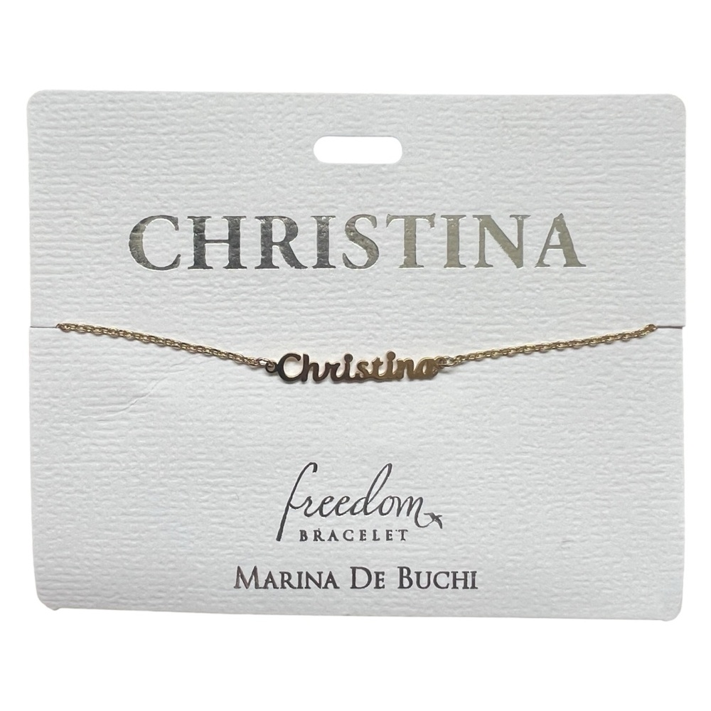 Marina De Buchi Personalized Luxe Name Christina Freedom Bracelet Jewelry NWT